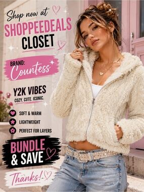 Countess Cozy Faux Fur Zip Hoodie Jacket – Women’s Small – Ivory/Cream